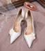 Fairy White Camellia Satin Stiletto Sandals for Women - Elegant Wedding Shoes - Dio Kollections