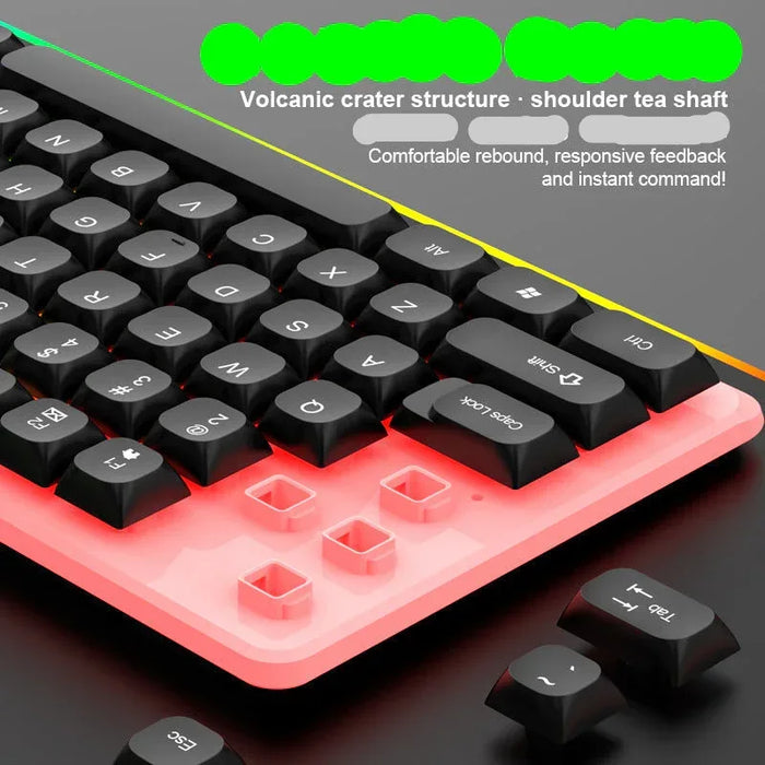 Black keyboard with red backlighting on a dark background