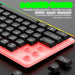Black keyboard with red backlighting on a dark background