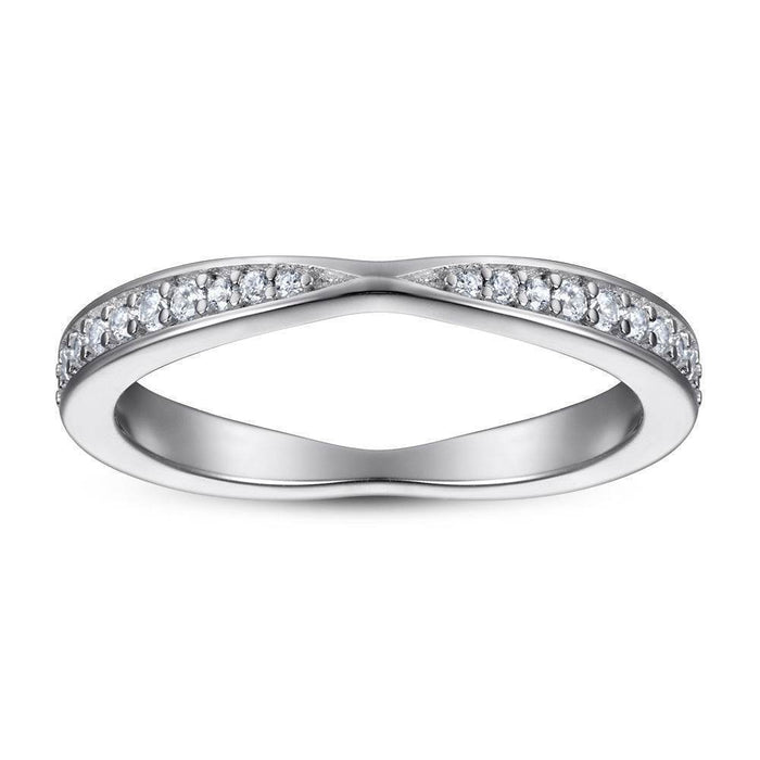 S925 Silver Women's Sterling Row Ring Same Row Diamond Zircon Women's Silver Ring Z+2 1/2 - Dio Kollections