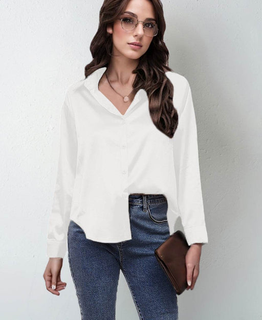 Chic Satin Long Sleeve Shirt - Women's Imitation Silk Top - Dio Kollections