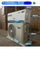 Air conditioning unit with dimensions and specifications displayed on a warehouse background