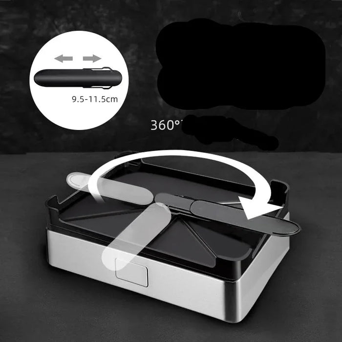 Product with adjustable and rotating drain tray on a dark background