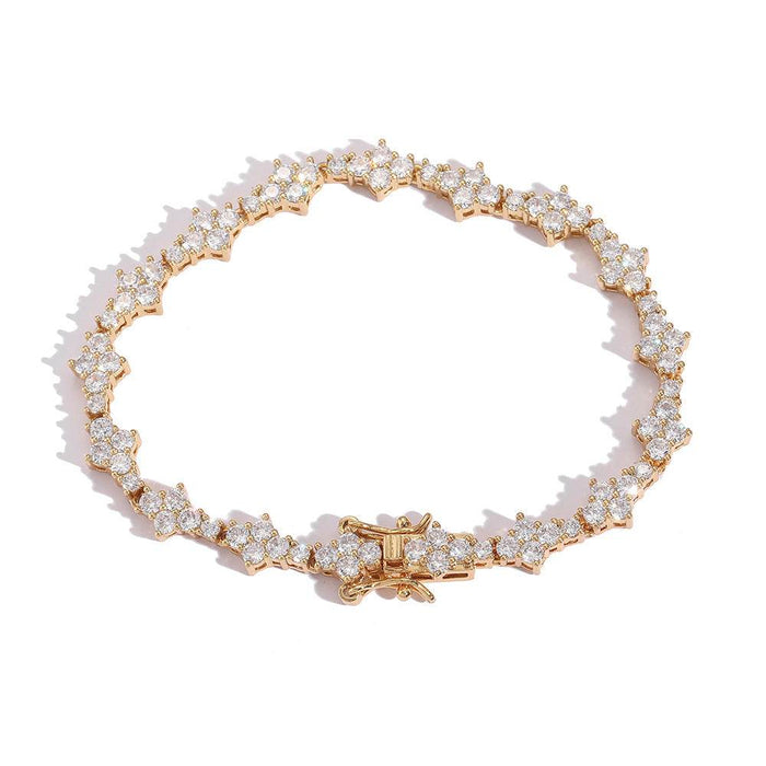 Floral Mixed Set Unisex Tennis Bracelet in Gold and Silver - Dio Kollections