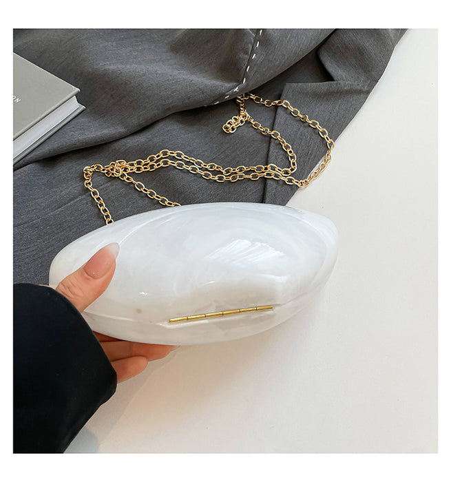 New Dinner Bag Oval Shell Goose Egg Acrylic Evening Chain Shoulder Bag