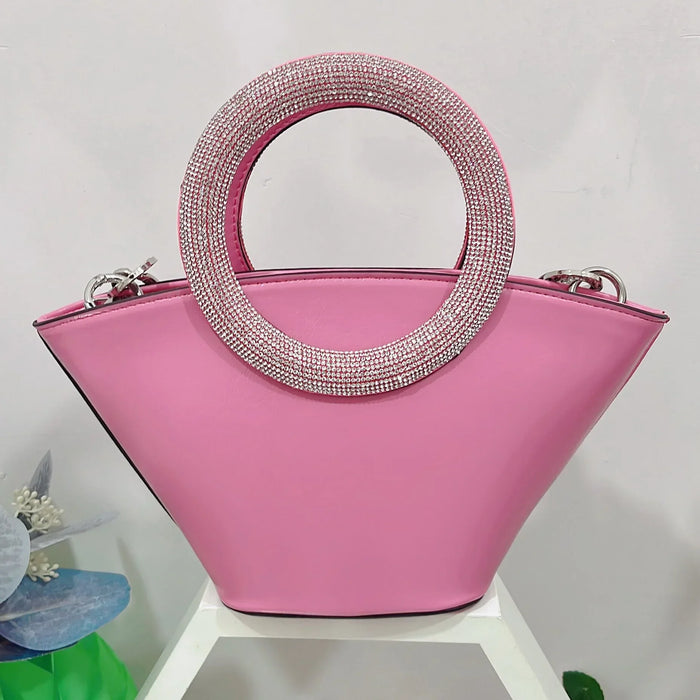 Diamond Round Handle Satchel Basket Bag Single Shoulder Crossbody Bag