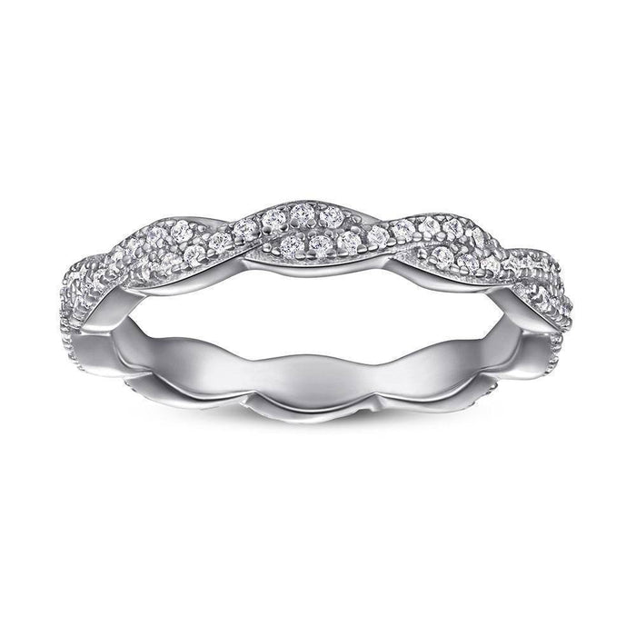 S925 Silver Women's Sterling Row Ring Same Row Diamond Zircon Women's Silver Ring Z+2 1/2 - Dio Kollections