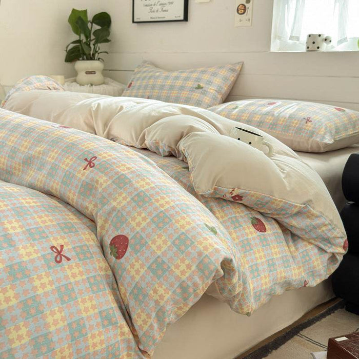 Four-Piece Cotton Double-Layer Gauze Set Bed Sheet Quilt Cover Washed Cotton Double-Layer Gauze Set - Dio Kollections