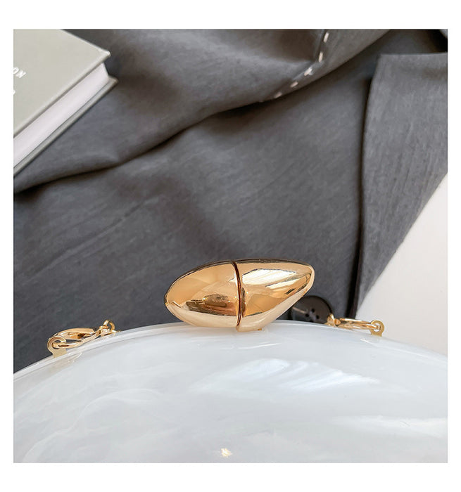 New Dinner Bag Oval Shell Goose Egg Acrylic Evening Chain Shoulder Bag