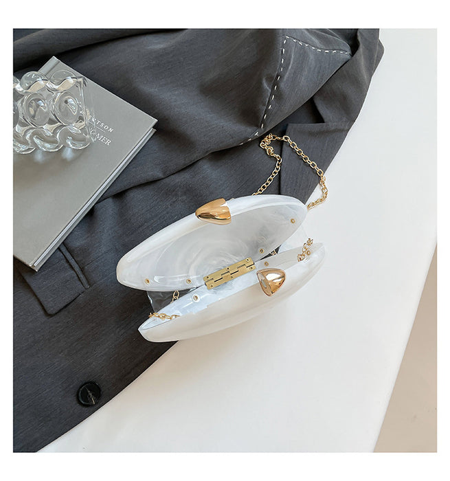 New Dinner Bag Oval Shell Goose Egg Acrylic Evening Chain Shoulder Bag