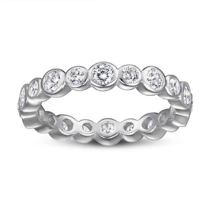 S925 Silver Women's Sterling Row Ring Same Row Diamond Zircon Women's Silver Ring Z+2 1/2 - Dio Kollections