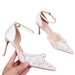 Elegant Lace Pearl High Heels for Brides - Dio Kollections