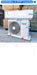 Hisense air conditioner with technical specifications on a warehouse background