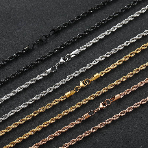 Dio Twist Chain in Stainless Steel - Versatile Lengths & Colors - Dio Kollections