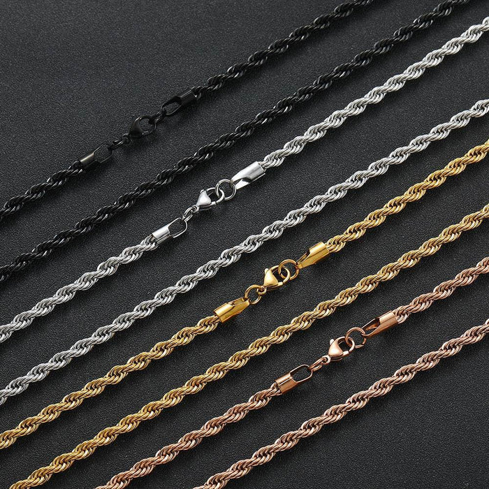 Dio Twist Chain in Stainless Steel - Versatile Lengths & Colors - Dio Kollections