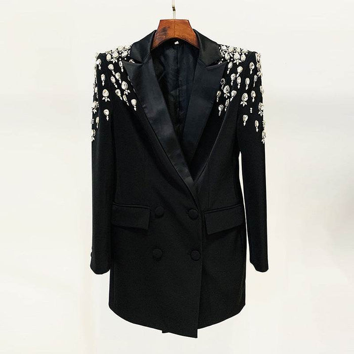 Gorgeous Heavy Beaded Long Blazer for Women - Slim Fit Elegant Design - Dio Kollections