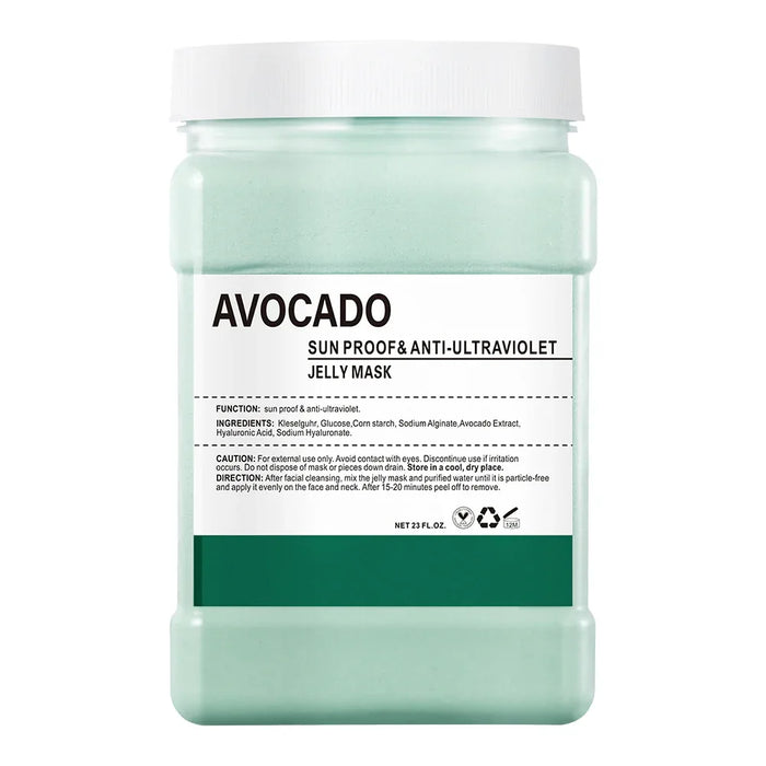 Avocado sun proof & anti-ultraviolet jelly mask jar on a white background