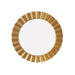 Round gold mirror with a white center on a white background