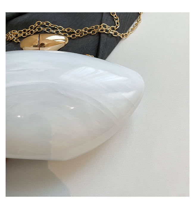 New Dinner Bag Oval Shell Goose Egg Acrylic Evening Chain Shoulder Bag