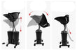 Black adjustable stand with multiple functions on a white background