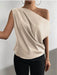 Satin Imitation Silk Irregular Shoulder Sleeveless Pullover Shirt for Women - Dio Kollections