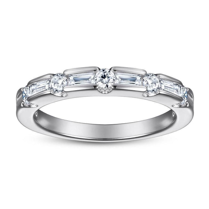 S925 Silver Women's Sterling Row Ring Same Row Diamond Zircon Women's Silver Ring Z+2 1/2 - Dio Kollections