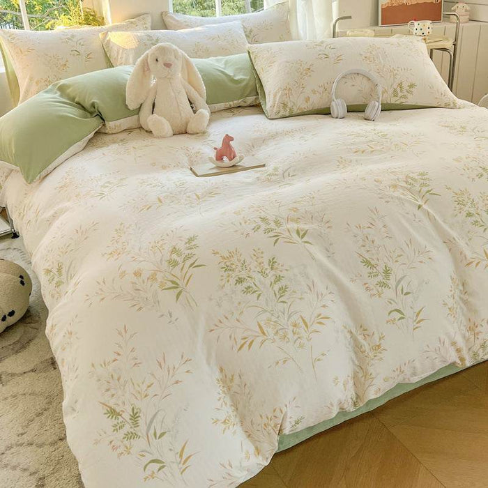 Four-Piece Cotton Double-Layer Gauze Set Bed Sheet Quilt Cover Washed Cotton Double-Layer Gauze Set - Dio Kollections