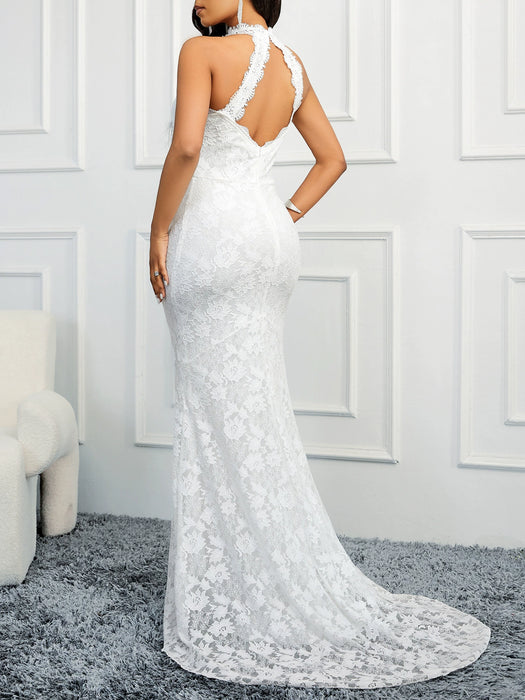 Dio 2024 Mermaid Backless High Neck Wedding Dress - Dio Kollections