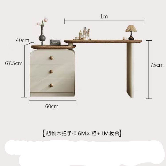 Modern Walnut Solid Wood Dressing Table with Multi-Storage and Mirror Options - Dio Kollections