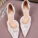Elegant Lace Pearl High Heels for Brides - Dio Kollections