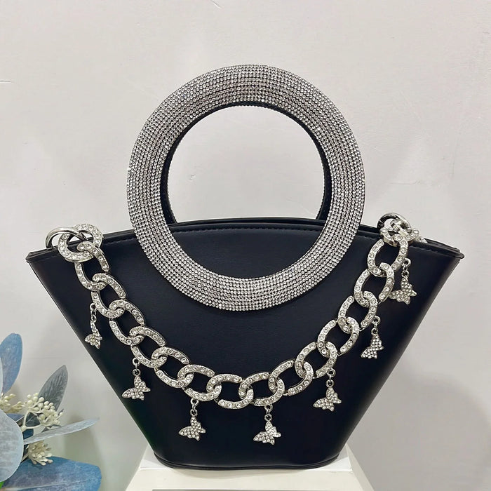 Diamond Round Handle Satchel Basket Bag Single Shoulder Crossbody Bag