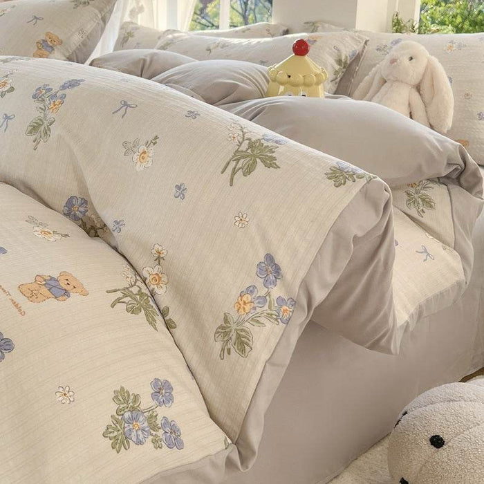 Four-Piece Cotton Double-Layer Gauze Set Bed Sheet Quilt Cover Washed Cotton Double-Layer Gauze Set - Dio Kollections
