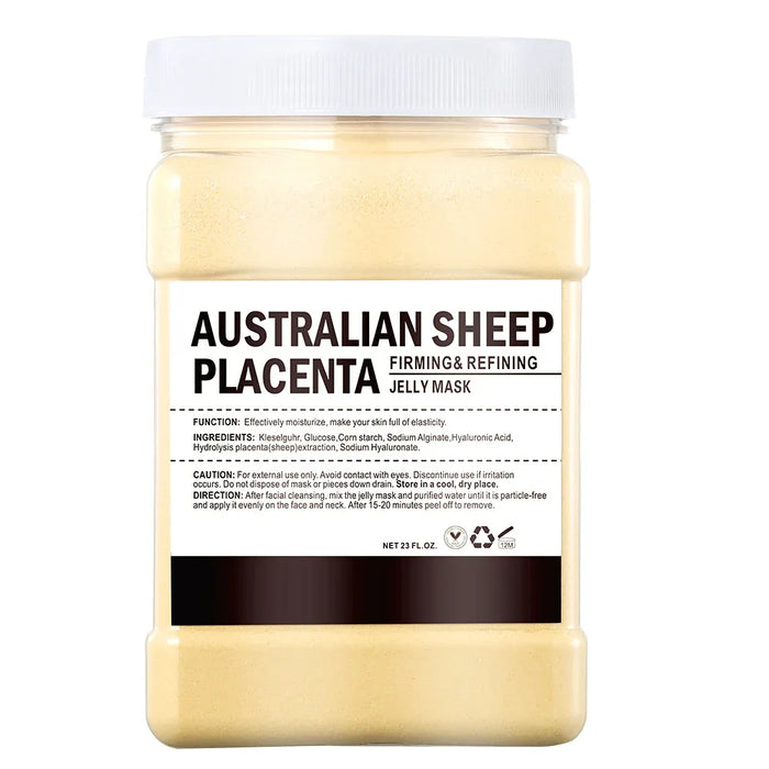 Jar of Australian Sheep Placenta jelly mask on a white background