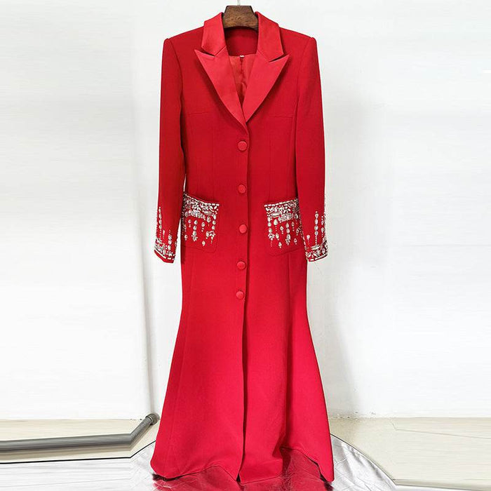 Dio Fashionable Elegant Mermaid Beaded Suit Collar Dress Blazer - Dio Kollections