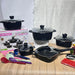 25-Piece Premium Non-Stick Medical Stone Cookware Set in Black and Pink - Dio Kollections