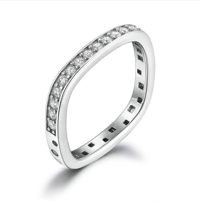 S925 Silver Women's Sterling Row Ring Same Row Diamond Zircon Women's Silver Ring Z+2 1/2 - Dio Kollections
