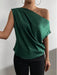 Satin Imitation Silk Irregular Shoulder Sleeveless Pullover Shirt for Women - Dio Kollections