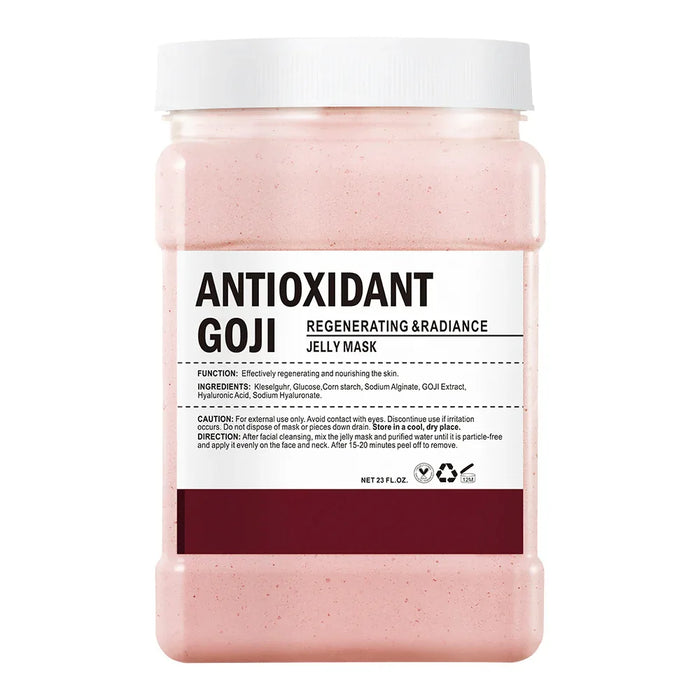 Jar of Antioxidant Goji Jelly Mask with white lid on a white background
