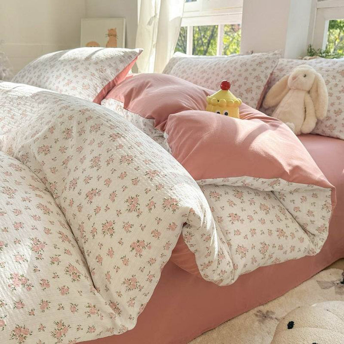 Four-Piece Cotton Double-Layer Gauze Set Bed Sheet Quilt Cover Washed Cotton Double-Layer Gauze Set - Dio Kollections