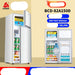  refrigerator with CHIGO branding and product details on a beige background