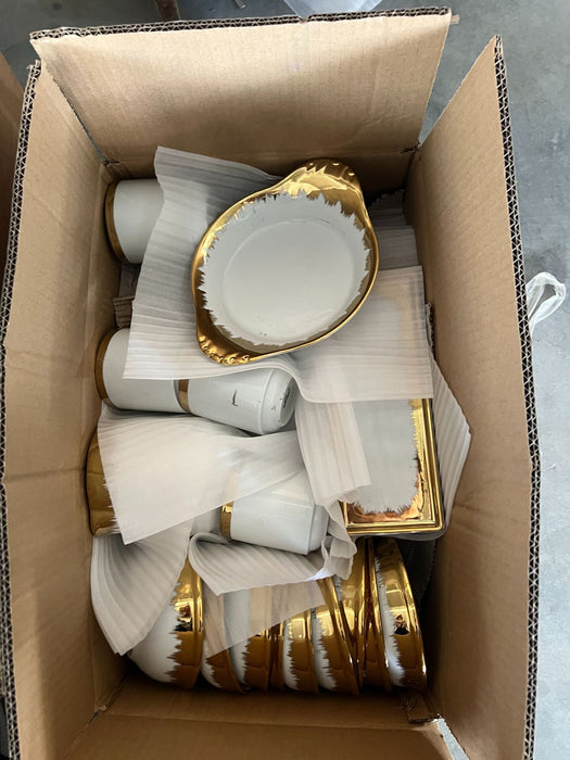 40-50pcs Dinnerware Gold-Edged Electroplated Ceramic Hotel Home Use