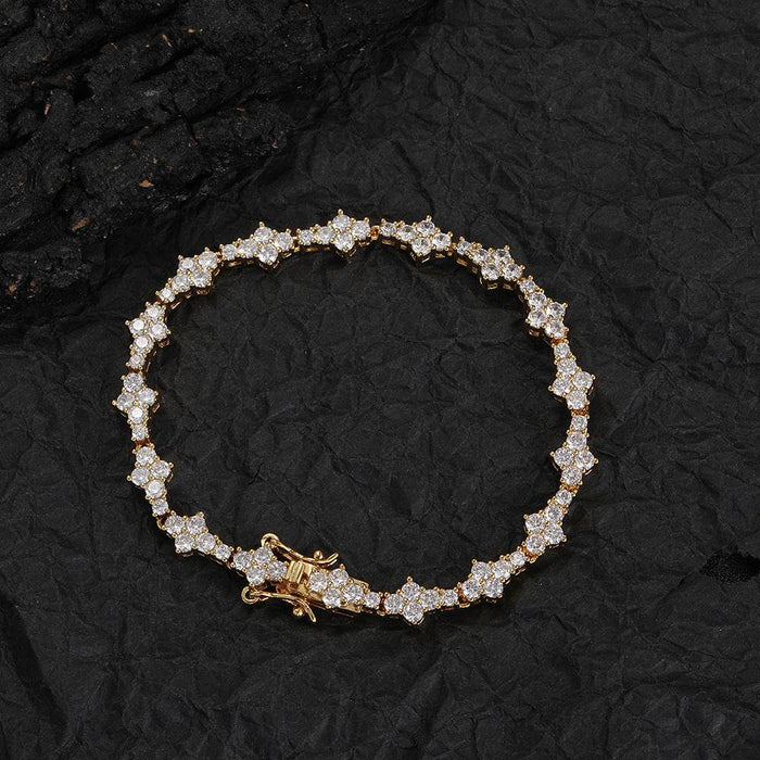 Floral Mixed Set Unisex Tennis Bracelet in Gold and Silver - Dio Kollections
