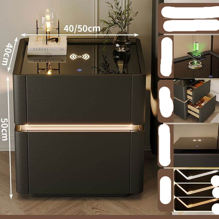 Smart Bedside Table Safe Integrated Bedroom Luxury Wireless Charging Storage Cabinet - Dio Kollections