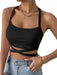 Dio Summer Criss Cross Sleeveless Backless Rib Knit Camisole Club Party Streetwear Top. - Dio Kollections