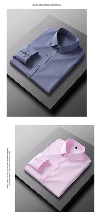 Size 48 Men's Long Sleeve Business Workwear Anti-Wrinkle Suit Stretch Breathable Shirt - Dio Kollections