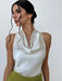 Elegant Sleeveless Satin Shirt for Spring/Summer Top Blouse - Dio Kollections