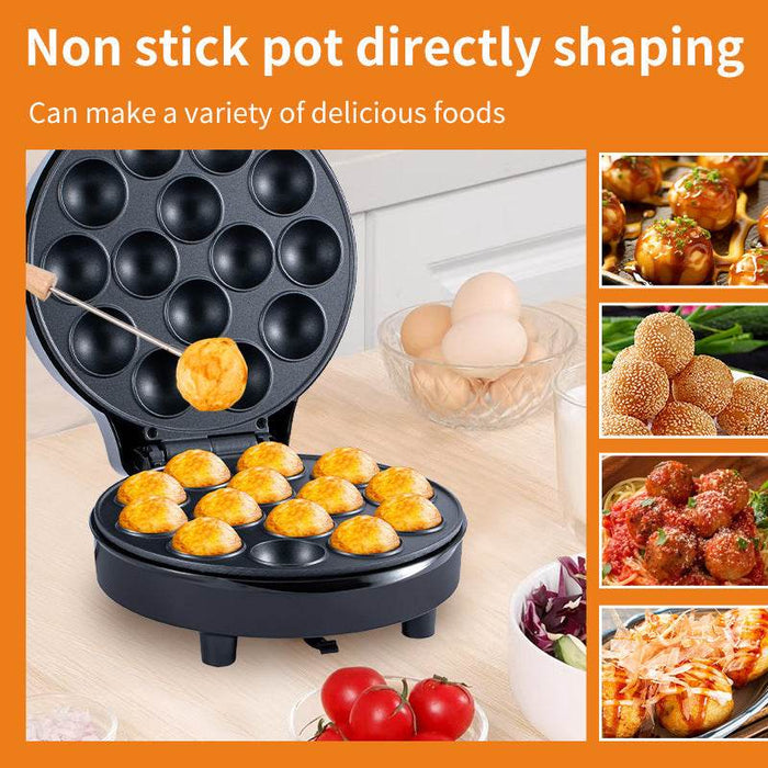 Non-stick pot directly shaping appliance with food items on a wooden surface