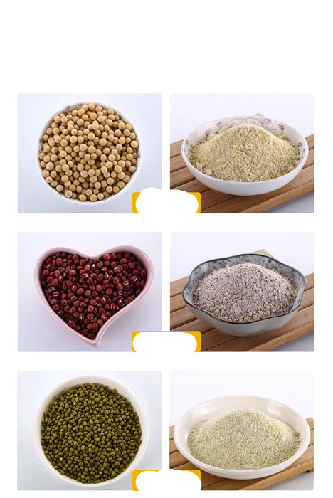 Various types of beans and their ground forms on a white background with text.