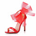 Dio Appealing White Bow Knot Ankle Strap Open Toe Black Thin High Heels Party Sandals Wedding Shoes - Dio Kollections