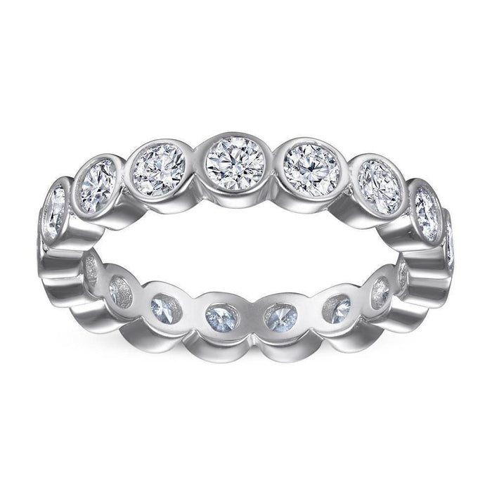 S925 Silver Women's Sterling Row Ring Same Row Diamond Zircon Women's Silver Ring Z+2 1/2 - Dio Kollections